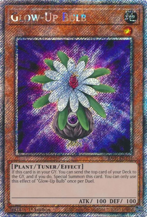 Glow-Up Bulb Platinum Secret Rare RA03-EN245 Yu-Gi-Oh card from Quarter Century Bonanza