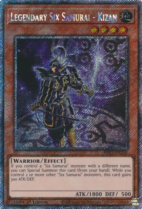 Legendary Six Samurai - Kizan Platinum Secret Rare RA03-EN249 Yu-Gi-Oh card from Quarter Century Bonanza