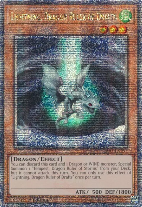 Lightning, Dragon Ruler of Drafts Quarter Century Secret Rare RA03-EN257 Yu-Gi-Oh card from Quarter Century Bonanza