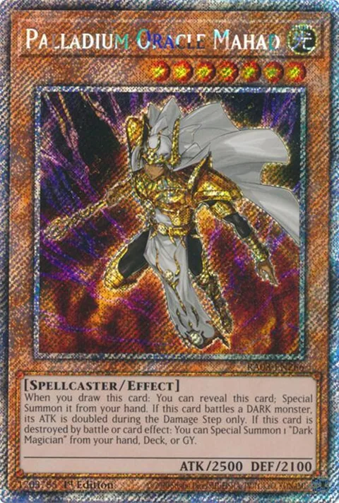 Palladium Oracle Mahad Platinum Secret Rare RA03-EN266 Yu-Gi-Oh card from Quarter Century Bonanza
