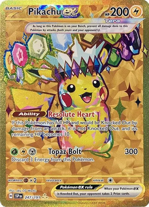 Pikachu ex #247/191 Holofoil Pokémon card from Surging Sparks