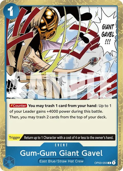 Gum-Gum Giant Gavel Jolly Roger Foil OP03-055 One Piece card from Premium Booster -The Best-