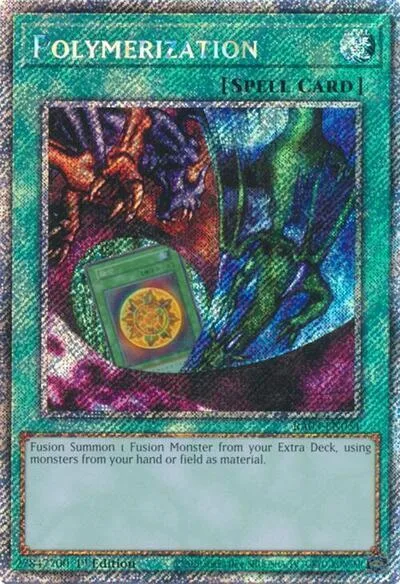 Polymerization A Alt Art Platinum Secret Rare RA03-EN051 Yu-Gi-Oh card from Quarter Century Bonanza