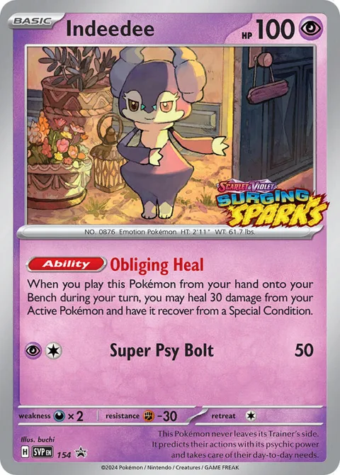 Indeedee #154 Holofoil Pokémon card from Scarlet & Violet Promo Cards