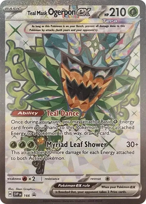 Teal Mask Ogerpon ex #166 Holofoil Pokémon card from Scarlet & Violet Promo Cards