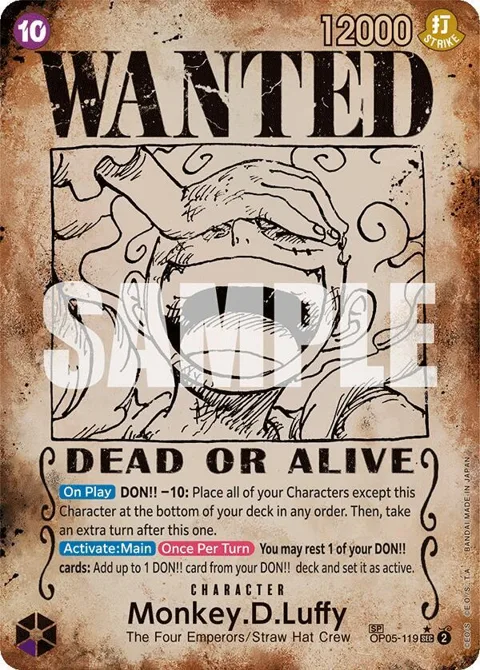 Monkey.D.Luffy Wanted Poster OP05-119 One Piece card from Emperors in the New World