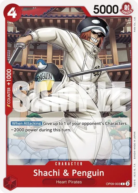 Shachi & Penguin OP09-003 One Piece card from Emperors in the New World