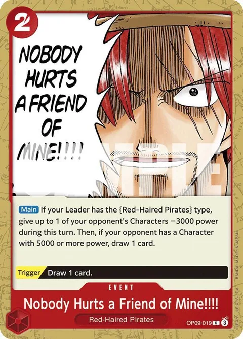 Nobody Hurts a Friend of Mine!!!! OP09-019 One Piece card from Emperors in the New World