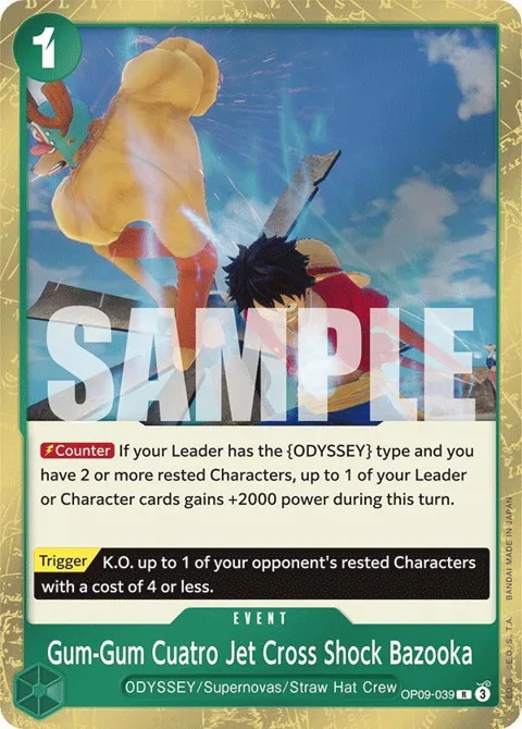 Gum-Gum Cuatro Jet Cross Shock Bazooka OP09-039 One Piece card from Emperors in the New World