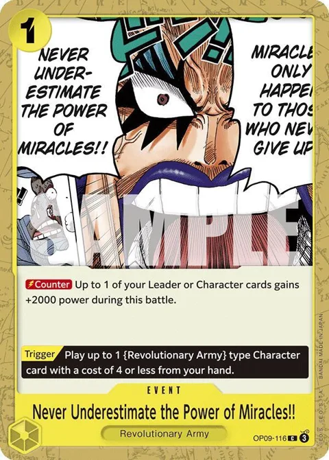 Never Underestimate the Power of Miracles!! OP09-116 One Piece card from Emperors in the New World
