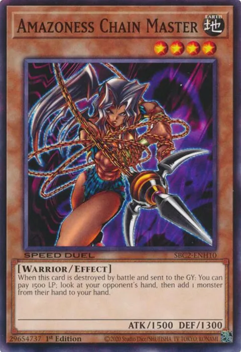 Amazoness Chain Master SBC2-ENH10 Yu-Gi-Oh card from Speed Duel: Battle City Finals