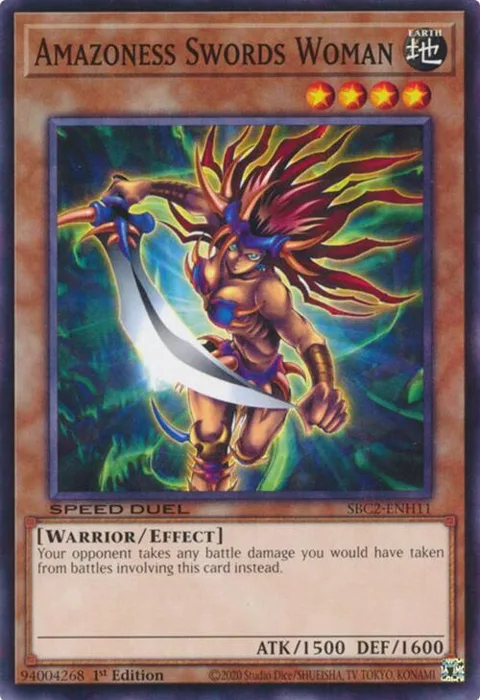 Amazoness Swords Woman SBC2-ENH11 Yu-Gi-Oh card from Speed Duel: Battle City Finals