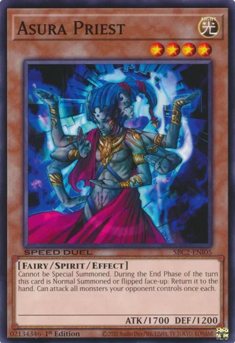 Asura Priest SBC2-ENI05 Yu-Gi-Oh card from Speed Duel: Battle City Finals
