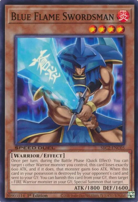 Blue Flame Swordsman SBC2-ENC05 Yu-Gi-Oh card from Speed Duel: Battle City Finals