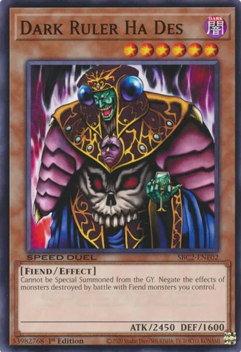 Dark Ruler Ha Des SBC2-ENE02 Yu-Gi-Oh card from Speed Duel: Battle City Finals
