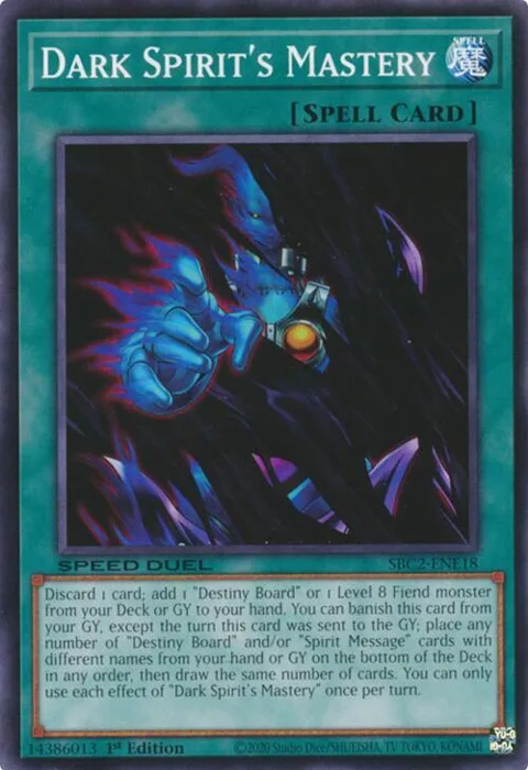 Dark Spirit's Mastery SBC2-ENE18 Yu-Gi-Oh card from Speed Duel: Battle City Finals
