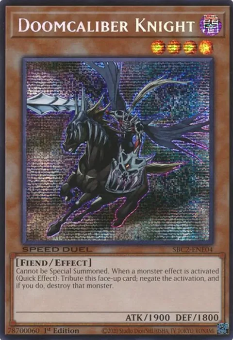Doomcaliber Knight PSR SBC2-ENE04 Yu-Gi-Oh card from Speed Duel: Battle City Finals