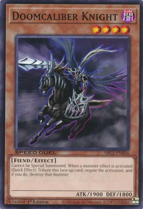Doomcaliber Knight SBC2-ENE04 Yu-Gi-Oh card from Speed Duel: Battle City Finals