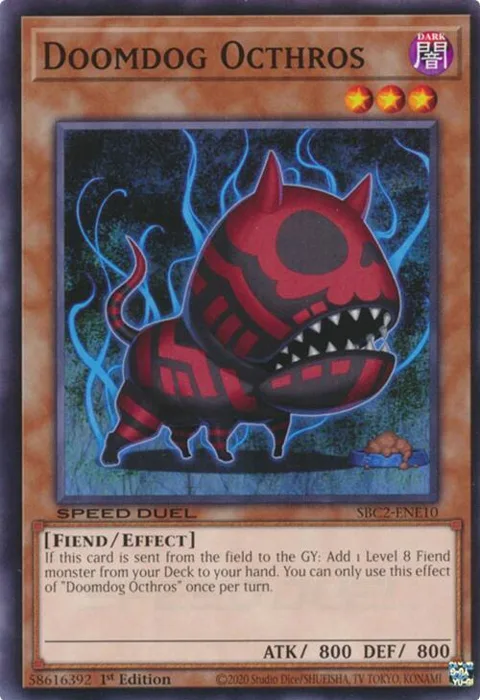 Doomdog Octhros SBC2-ENE10 Yu-Gi-Oh card from Speed Duel: Battle City Finals
