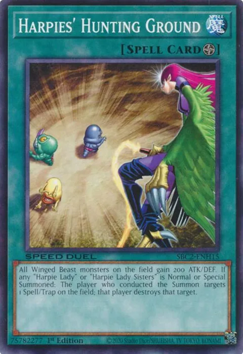Harpies' Hunting Ground SBC2-ENH15 Yu-Gi-Oh card from Speed Duel: Battle City Finals