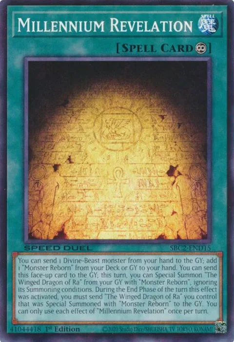 Millennium Revelation SBC2-END15 Yu-Gi-Oh card from Speed Duel: Battle City Finals