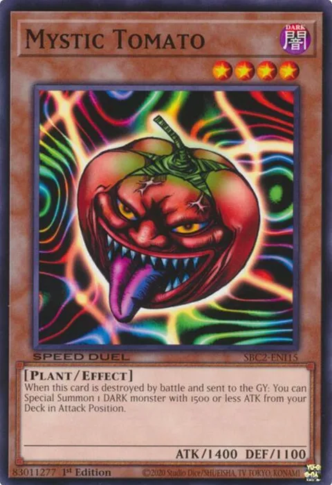 Mystic Tomato SBC2-ENI15 Yu-Gi-Oh card from Speed Duel: Battle City Finals