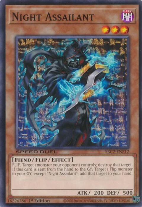 Night Assailant SBC2-ENE12 Yu-Gi-Oh card from Speed Duel: Battle City Finals