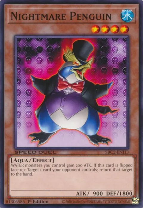 Nightmare Penguin SBC2-ENI13 Yu-Gi-Oh card from Speed Duel: Battle City Finals