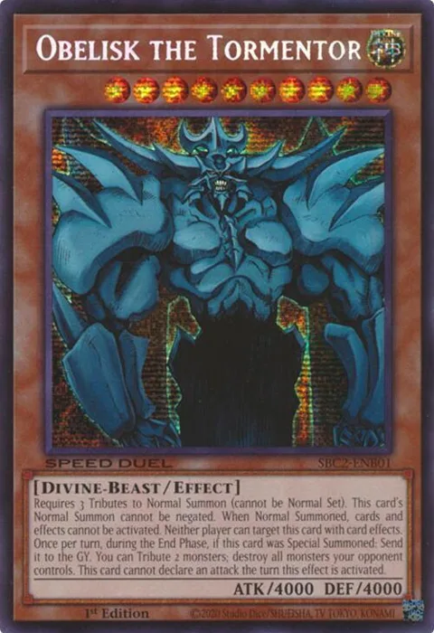 Obelisk the Tormentor SBC2-ENB01 Yu-Gi-Oh card from Speed Duel: Battle City Finals