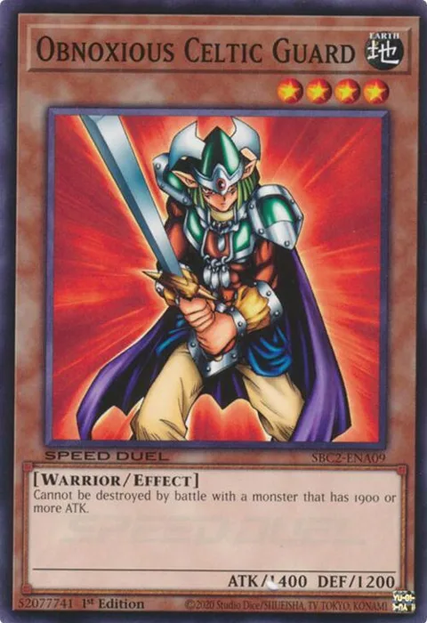 Obnoxious Celtic Guard SBC2-ENA09 Yu-Gi-Oh card from Speed Duel: Battle City Finals