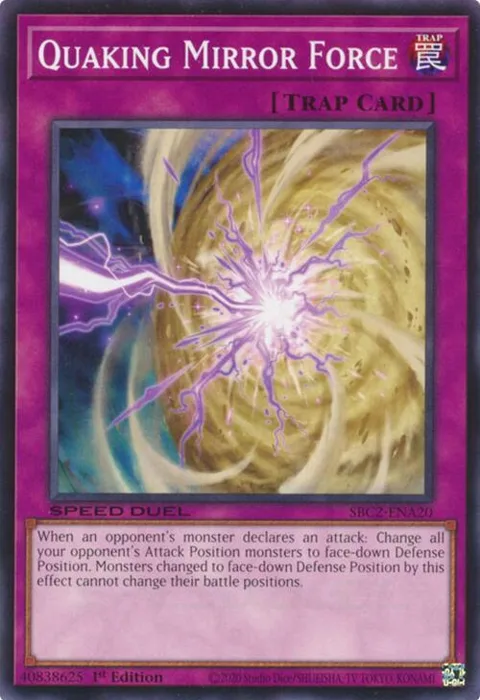 Quaking Mirror Force SBC2-ENA20 Yu-Gi-Oh card from Speed Duel: Battle City Finals