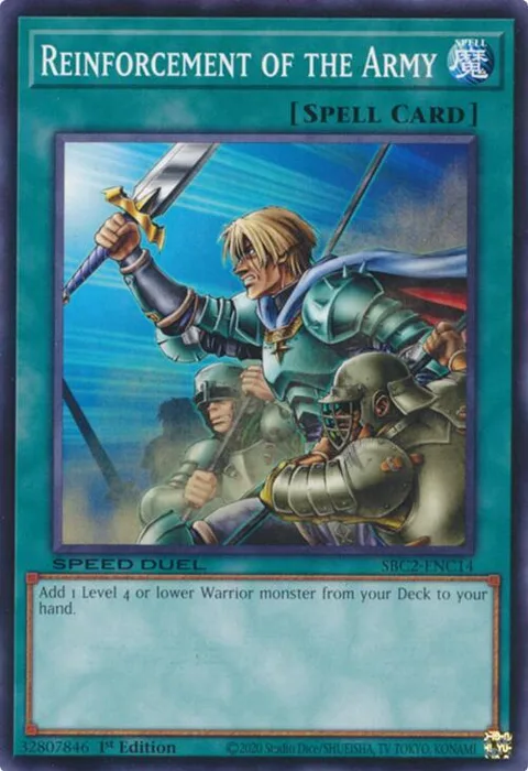 Reinforcement of the Army SBC2-ENC14 Yu-Gi-Oh card from Speed Duel: Battle City Finals