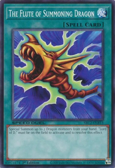 The Flute of Summoning Dragon SBC2-ENB13 Yu-Gi-Oh card from Speed Duel: Battle City Finals