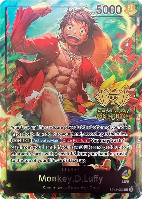 Monkey.D.Luffy 2nd Anniversary Tournament ST13-003 One Piece card from One Piece Promotion Cards