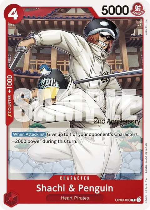 Shachi & Penguin OP09-003 Tournament One Piece card from Emperors in the New World: 2nd Anniversary Tournament Cards