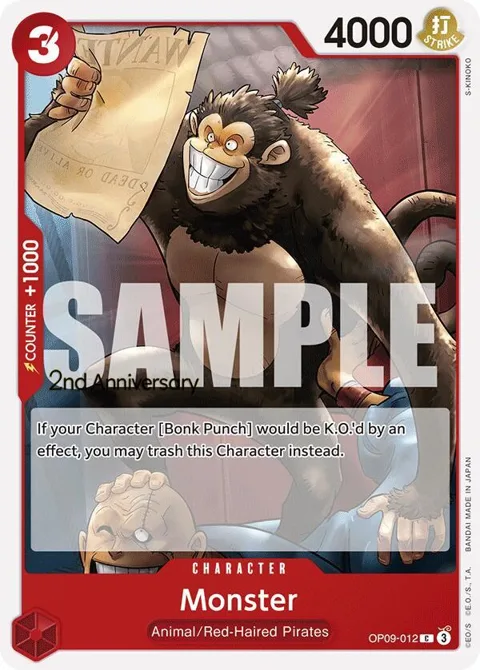 Monster OP09-012 Tournament One Piece card from Emperors in the New World: 2nd Anniversary Tournament Cards