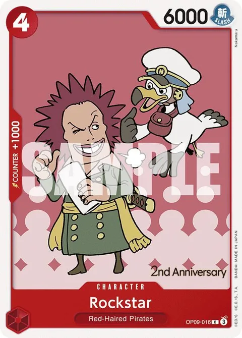 Rockstar OP09-016 Tournament One Piece card from Emperors in the New World: 2nd Anniversary Tournament Cards