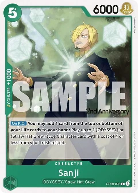 Sanji OP09-028 Tournament One Piece card from Emperors in the New World: 2nd Anniversary Tournament Cards