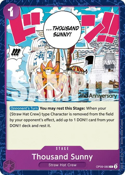 Thousand Sunny OP09-080 Tournament One Piece card from Emperors in the New World: 2nd Anniversary Tournament Cards