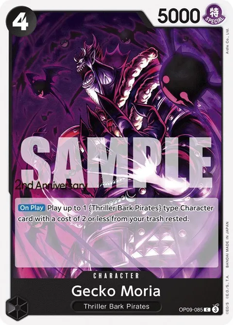 Gecko Moria OP09-085 Tournament One Piece card from Emperors in the New World: 2nd Anniversary Tournament Cards