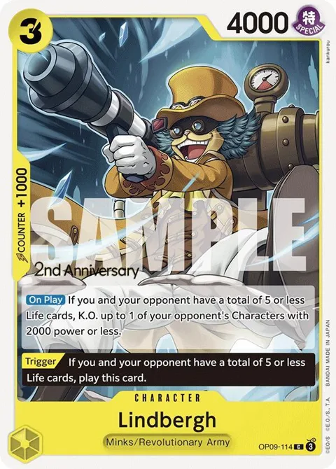 Lindbergh OP09-114 Tournament One Piece card from Emperors in the New World: 2nd Anniversary Tournament Cards