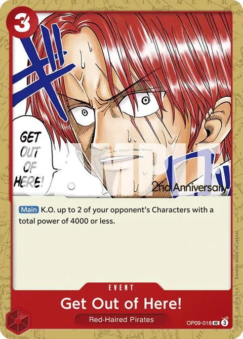 Get Out of Here! OP09-018 Tournament One Piece card from Emperors in the New World: 2nd Anniversary Tournament Cards
