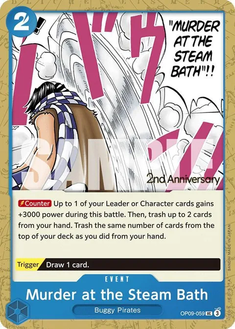 Murder at the Steam Bath OP09-059 Tournament One Piece card from Emperors in the New World: 2nd Anniversary Tournament Cards