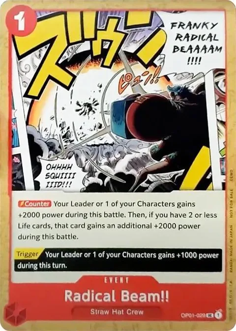 Radical Beam!! OP01-029 Demo Deck One Piece card from One Piece Demo Deck Cards