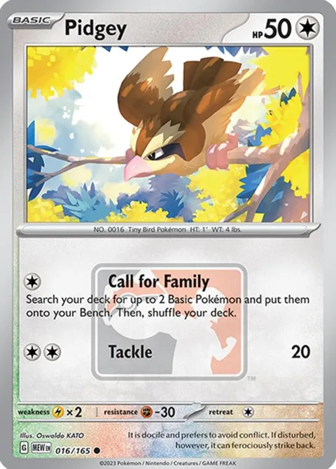 Pidgey - 016/165 League Promo #016/165 Reverse Holofoil Pokémon card from League & Championship Cards