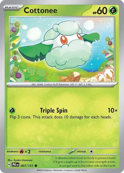Cottonee #007/131 Pokémon card from Prismatic Evolutions