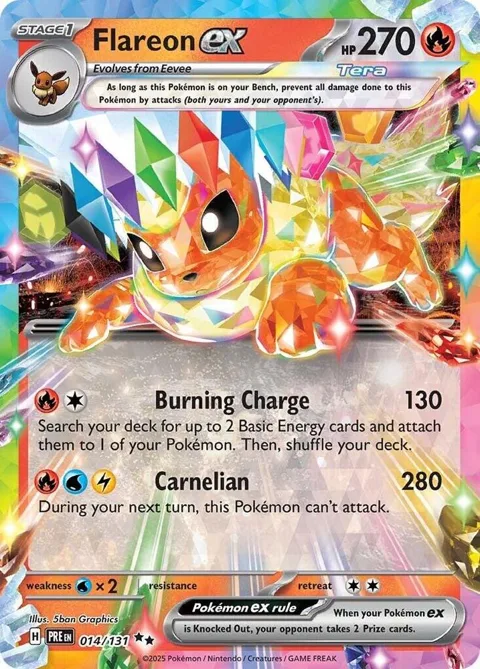 Flareon ex #014/131 Holofoil Pokémon card from Prismatic Evolutions
