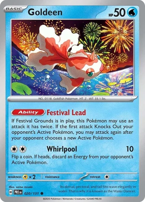 Goldeen #020/131 Reverse Holofoil Pokémon card from Prismatic Evolutions