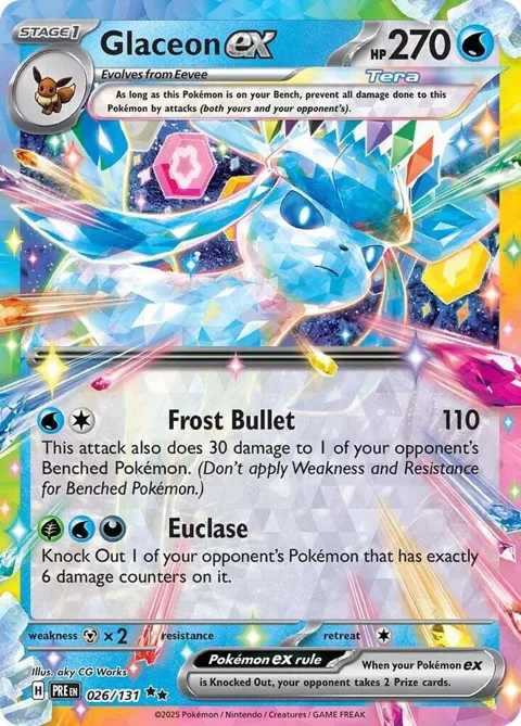 Glaceon ex #026/131 Holofoil Pokémon card from Prismatic Evolutions