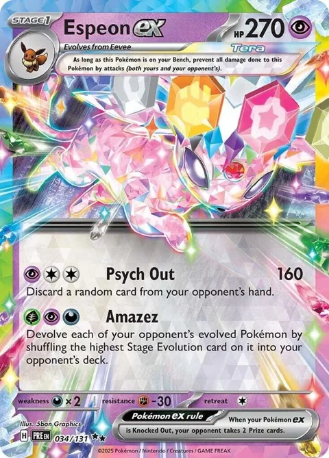 Espeon ex #034/131 Holofoil Pokémon card from Prismatic Evolutions